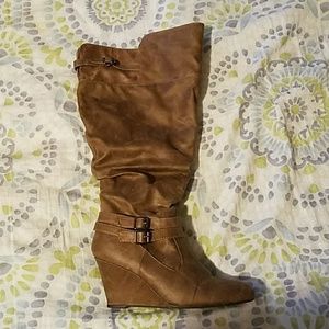 Tall tan boots - wide calf